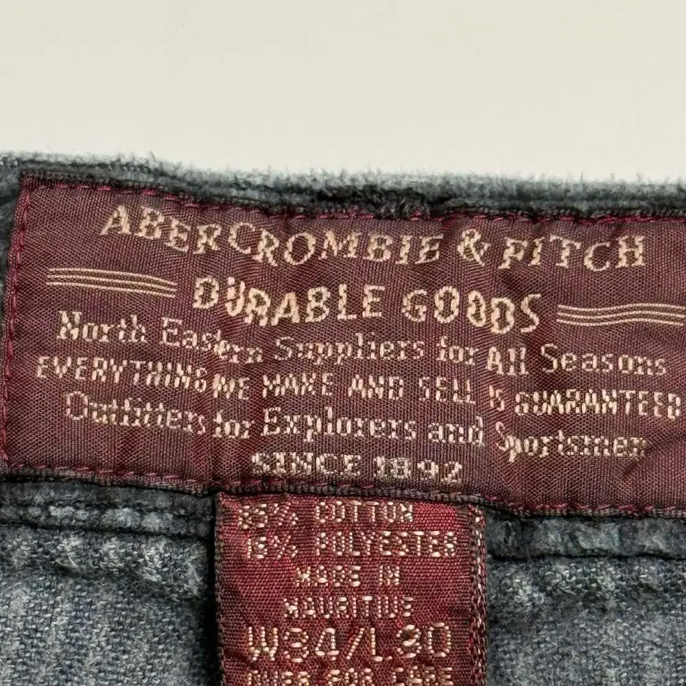 VTG Abercrombie Fitch Y2K Corduroy Pants Men 34x30 Black Pleated Cords Fit 32x29